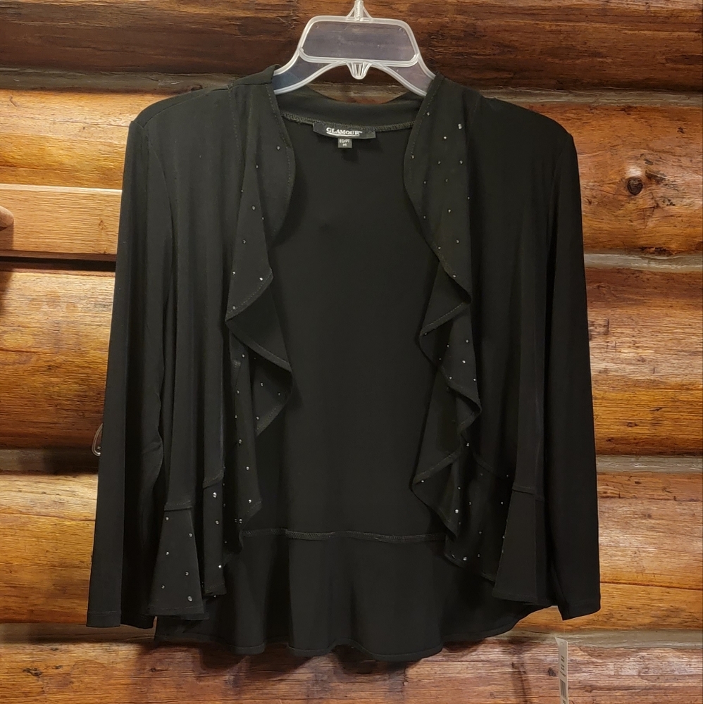 "Glamour" SzMed black jeweled  Shrug/Cardigan NWT